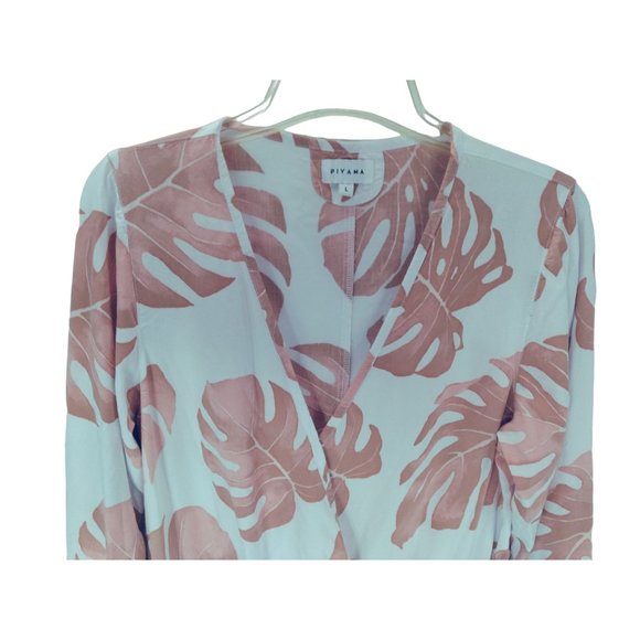 Piyama lightweight Monstera Leaf Romper Size Large - Picture 2 of 14